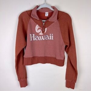 Re/Done | 90s Upcycled Vintage Crop Half Zip Hawaii Burnt Orange | XS / S